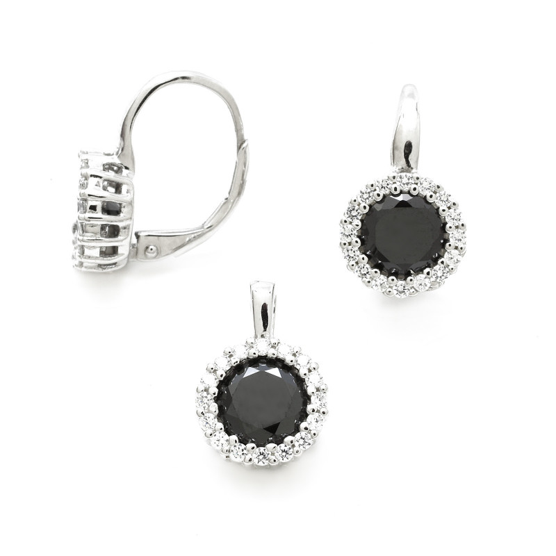 Stříbrná souprava s černými kameny